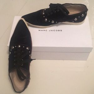 Pointed dark purple velvet studded sneakers shoes